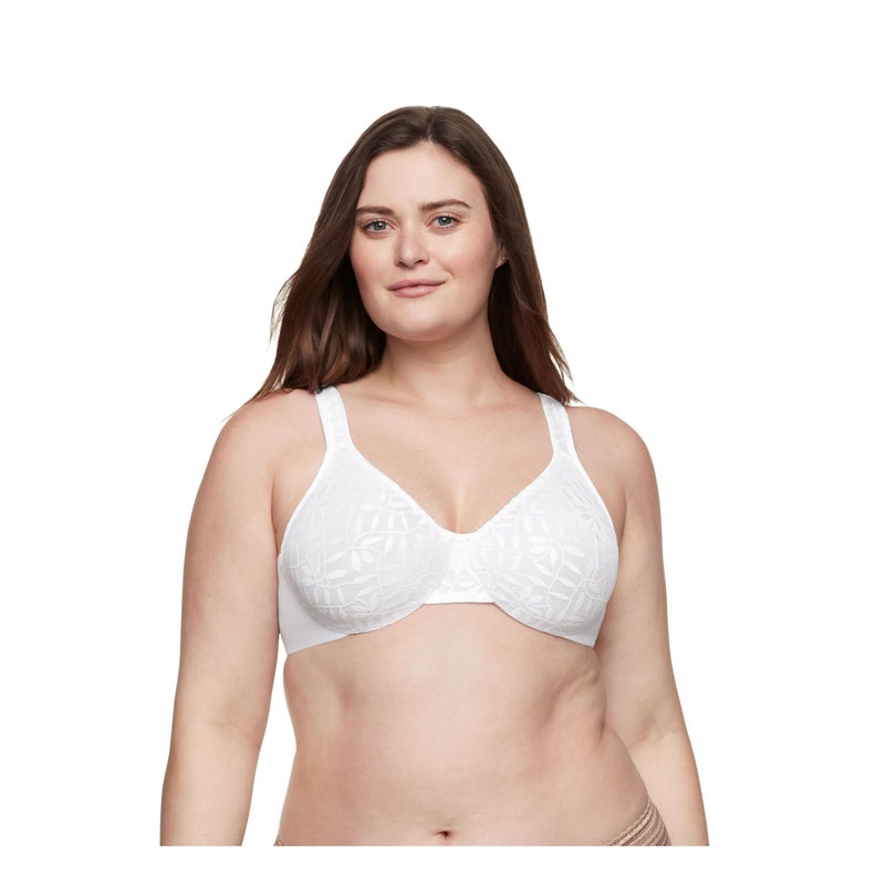 Olga womens Sheer Leaves Underwire Minimizer bras, White, 36C US